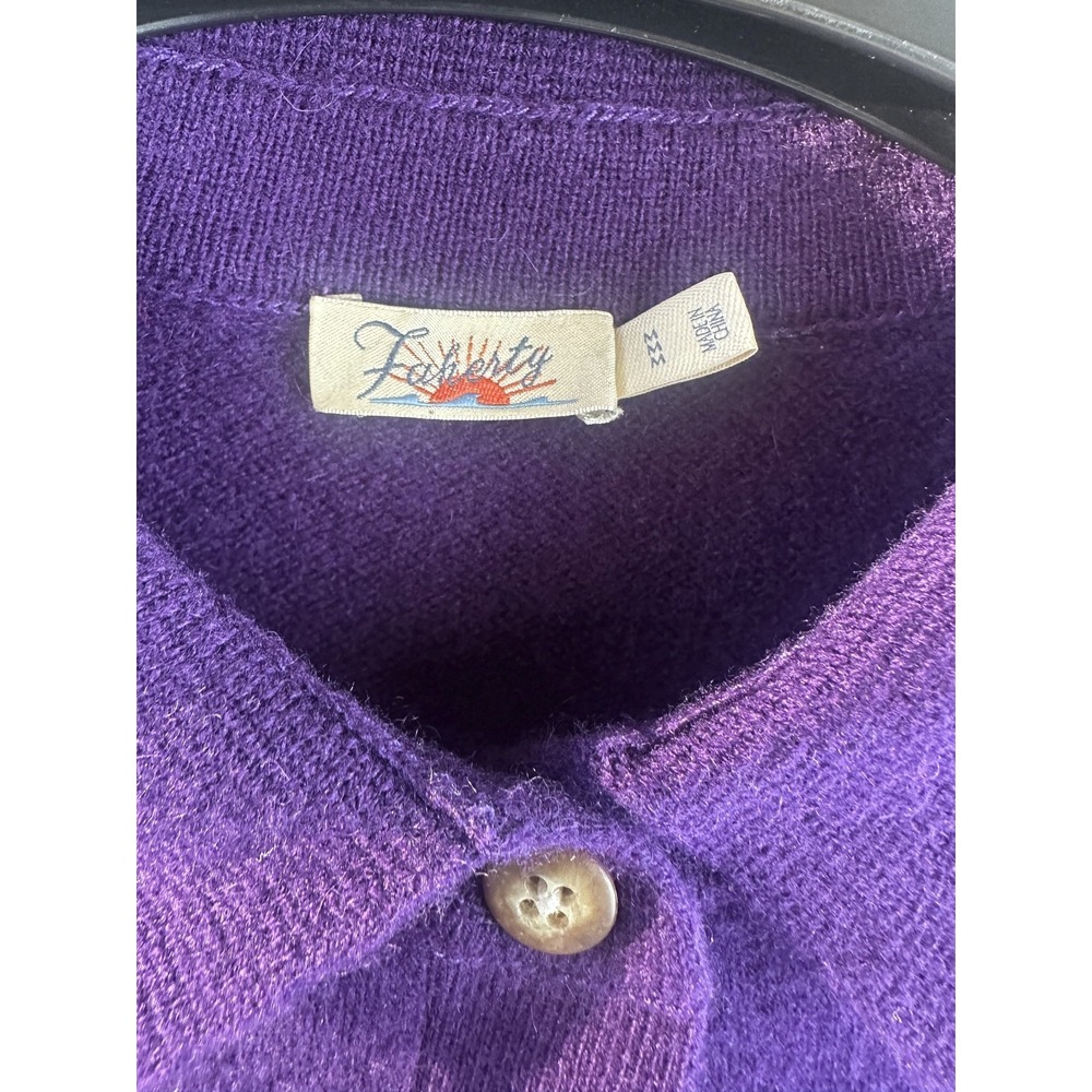 Faherty Cloud Cashmere Sweater Shirt Purple Button Front Medium Quiet Luxury - Picture 8 of 16
